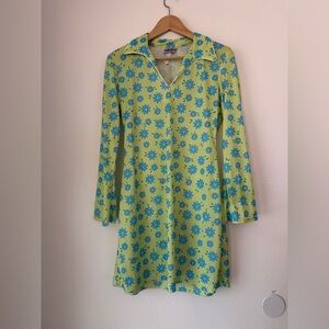 Women’s Vintage 70s California Concepts Flowers GreeDress Size 7 made in USA